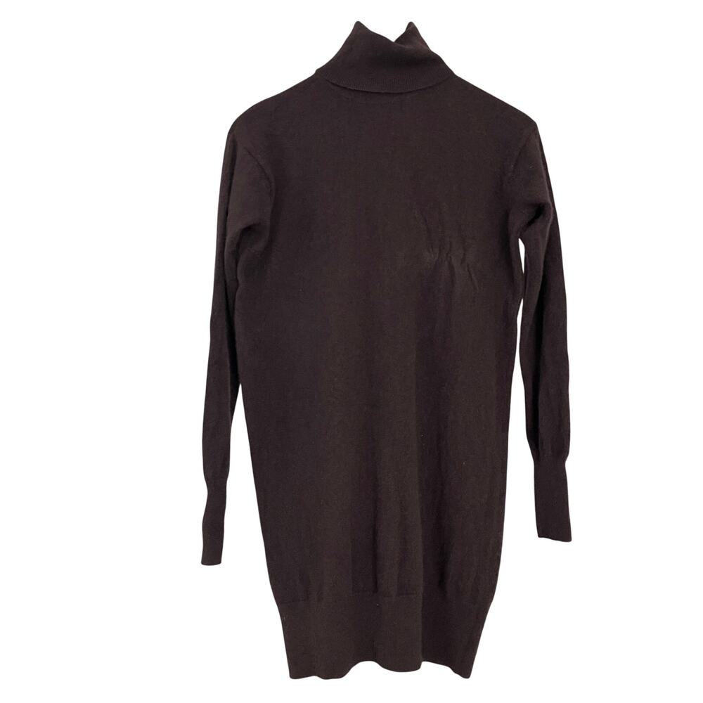 AQUA 100% Cashmere Sweater Dress Women S Brown Turtleneck Long Sleeve Midi